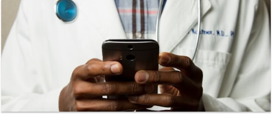 Doctor using smartphone